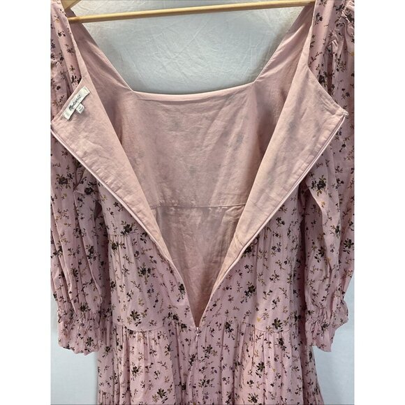 Madewell Lizzie Babydoll Dress in Fresh Sprigs Size 10 square neck puff 3/4 slv - Picture 6 of 15